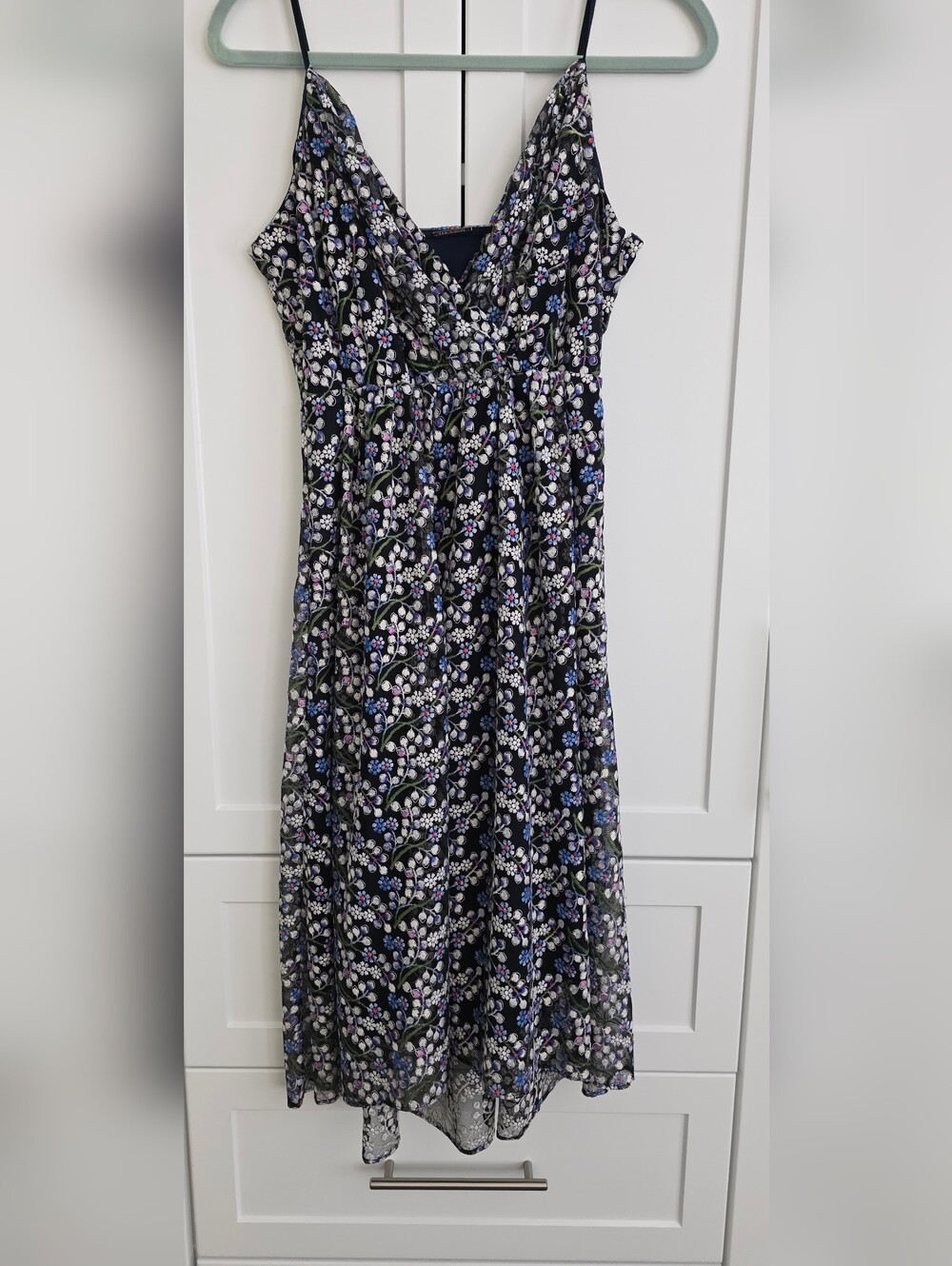Elie Tahari Black Floral Maxi Skirt with Blue, White & Purple Accents